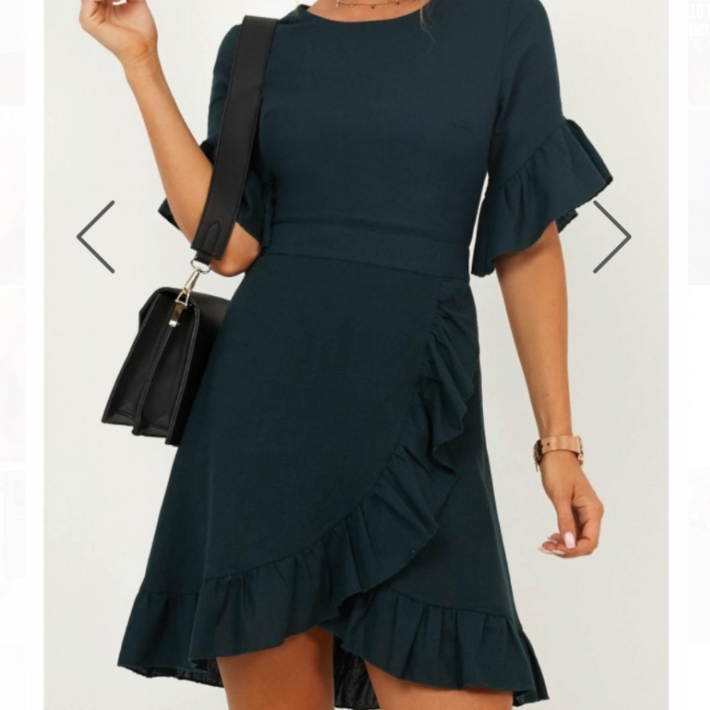 Showpo-Unproductive days emerald linen dress